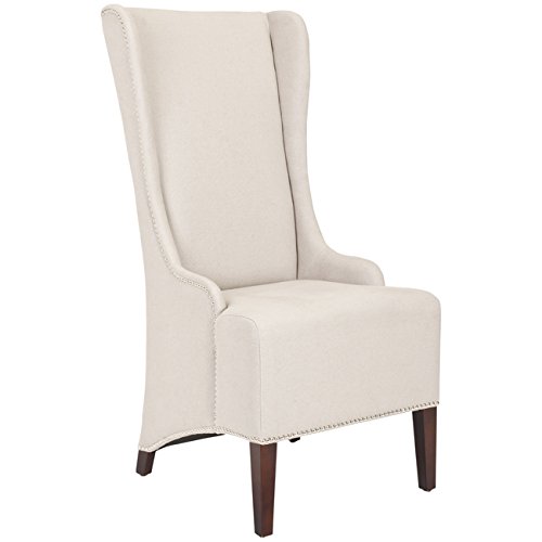 Safavieh Mercer Collection Stella Linen Side Chair with Trim Nail Head, Beige
