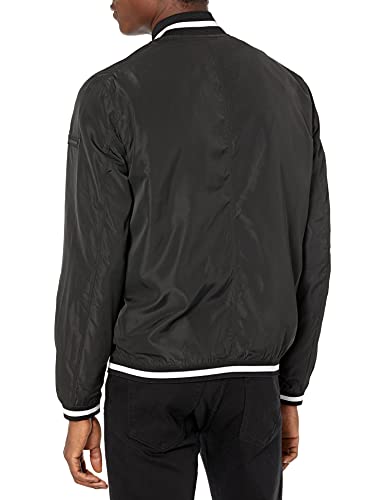A|X Armani Exchange Men's Solid Unpadded Nylon Bomber Jacket, Black, Xl #TOP1