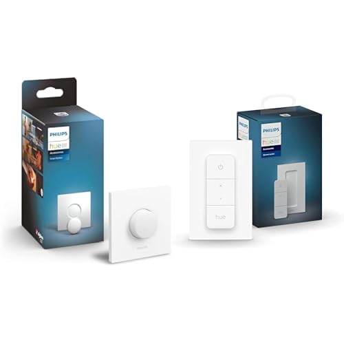 Philips Hue Smart Wireless Dimmer Switch V2 for Indoor Home Lighting, Living Room, Bedroom. & New Smart Button Smart Lighting Accessory. with Wireless Control.