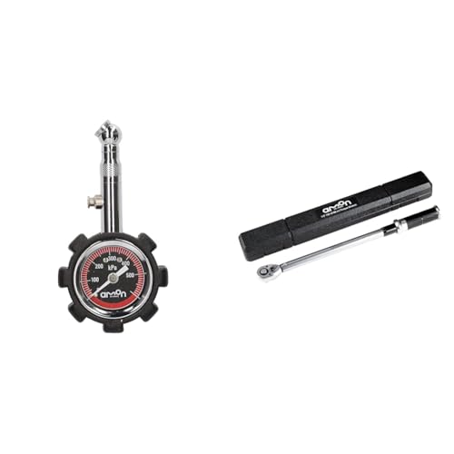 【セット買い】エーモン(amon)エアゲージ ライトグレード タイヤゲージ 空気圧 測定 ゲージ径φ35mm 収納袋付 8822 + Amazon.co.jp限定 エーモン(amon) トルクレンチ 差し込み角12.7mm 自動車のタイヤ交換 トルク範囲3