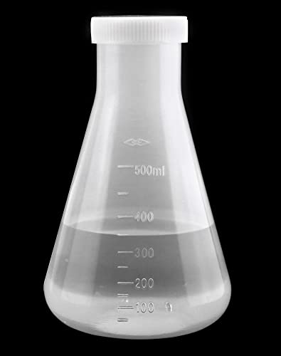 Flasque Erlenmeyer 500ml QWORK avec bouchon à vis étanche pour laboratoire