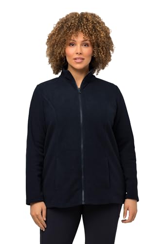 Ulla Popken Damen Fleecejacke, Baukastensystem, Innenjacke, Stehkragen Sweatshirt, Marine, 50-52 EU