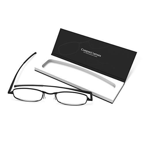Compact Lenses Flat Folding-Reading Glasses Jet +1.5
