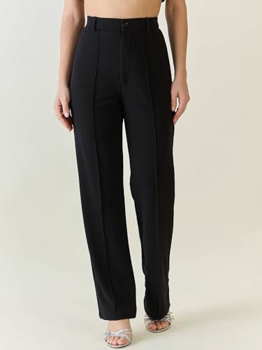 Image of KOTTY Women's Formal Wear Pant Combo Pack of 2 High Waist Straight Fit Office Wears Trousers For Women