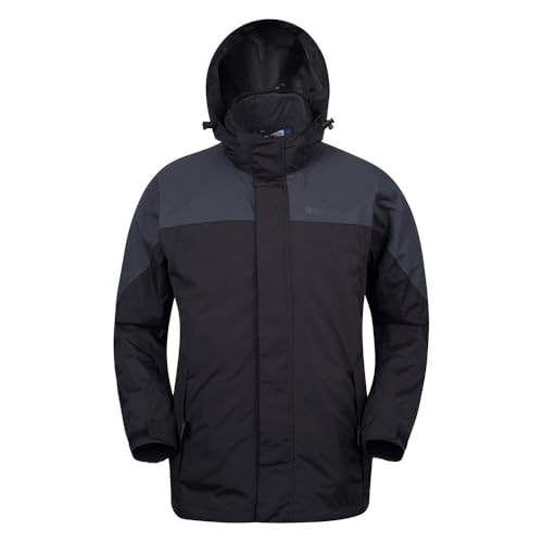 Mountain Warehouse Storm Men 3 in 1 Waterproof Jacket-Winter Raincoat Grey (01) XX-Small