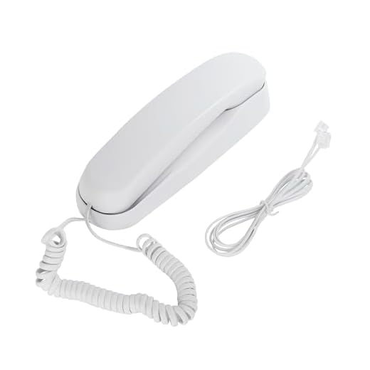 White OF-990 Slimline Telephone Wall-Mountable Basic Corded Telephone No AC Power Required, Corded Home Phone