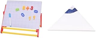 Art Bundle: Table Top Easel With Number Flashcards & Magnetic Stickers + Elmaayergy Triangle Artist Canvas 35 * 35, 380 Gram - High Quality