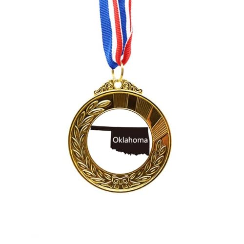 Medalla de oro de Oklahoma regalo conmemorativo de campeonato con listón satinado