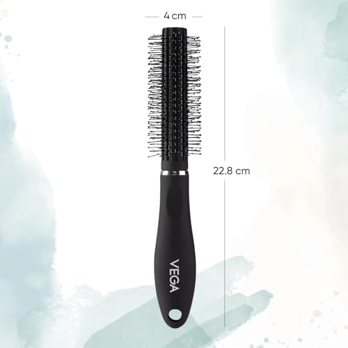 Image of Vega Round Hair Brush for Blow Dry Styling, Volumizing Tool for Men & Women, Adds Curl, Waves & Smooth Finish, Professional Roller for Salon Results (India's No.1 Hair Brush Brand, R22-RB)