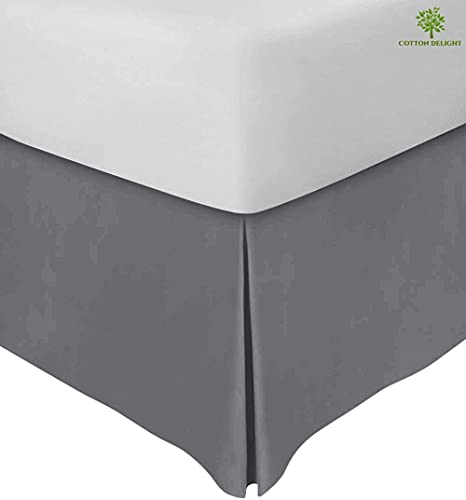 Cotton Delight Bed Skirt Queen Size 100% Natural Cotton 800 Thread Count Premium Tailored Fit 1pc Bedskirt Queen Size 12" Drop Length Grey Solid