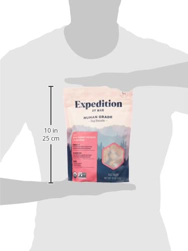 Image of Amazon Brand - Wag Expedition Human Grade Organic Biscuits Dog Treats, Non-GMO, Sweet Potato & Flaxseed, 10oz