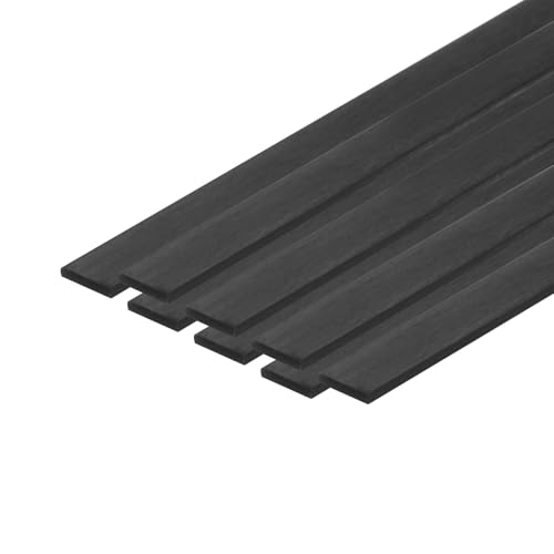 QUARKZMAN 8 Stück Kohlefaserstreifen 1x5mm 200mm Länge Pultrudierte Flache Kohlefaserstäbe für Drachen, RC-Flugzeug