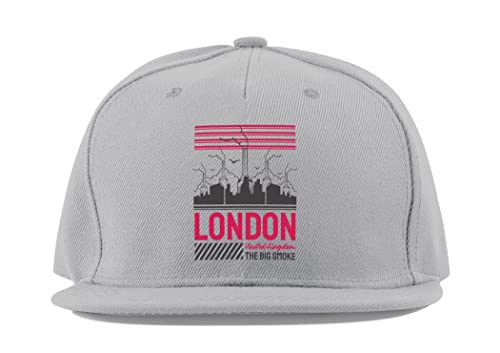 Casquette de baseball unisexe London en coton gris à visière plate