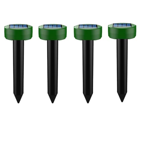 4X Ahuyentador de Topos,Ahuyentador de Ratas,Repelente Ultrasónico de Ratones,Repelente Solar De,Impermeable Repelente de Topo Solar para Jardin y Cámping,Anti Topos, Serpientes -Circular