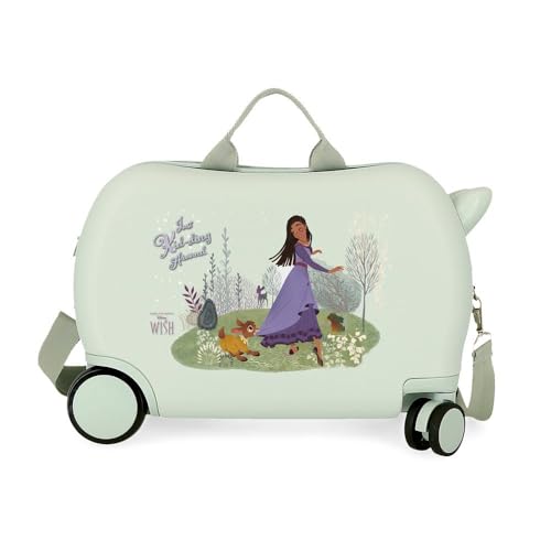 Valise pour enfant Disney Wish Valentino bagage cabine rigide 4 roues vert