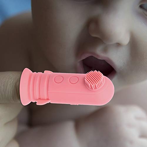 Toddmomy 3 peças de escova de dentes de dedo de silicone para bebês, escova de dentes de treinamento