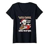 Photo Gallery donna scheletro sarcastico caffè natale vacanze umorismo fam maglietta con collo a v Photo Gallery donna scheletro sarcastico caffè natale vacanze umorismo fam maglietta con collo a v