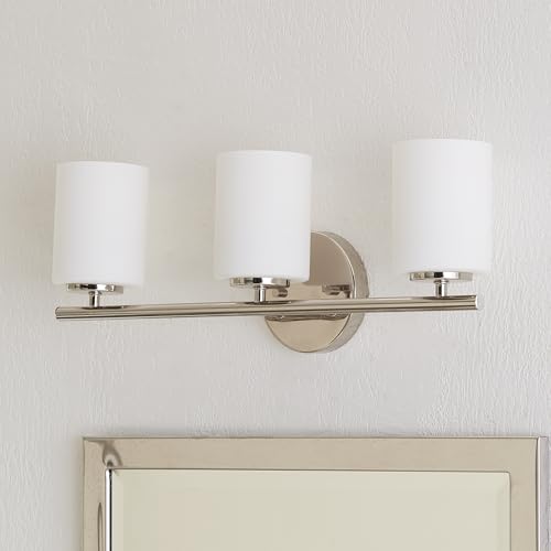 Progress Lighting 3-Light Etched Glass Modern Bath Vanity Light, Replay Collection , Indoor, P2159-104, Polished Nickel by Progress Lighting - Image 2