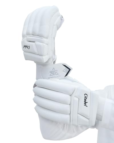 Image of WHITEDOT Sports Citadel Cricket Batting Gloves||Suitable for Boys|Small Left Hand||White| Leather