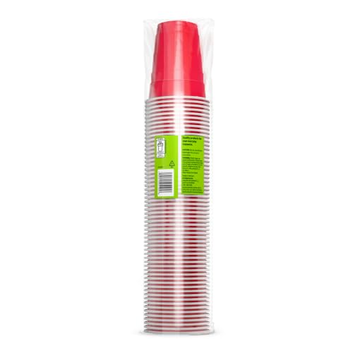 Amazon Basics Disposable Plastic Party Cups, Red, 18oz, 50 Count, Packaging May Vary - image 6