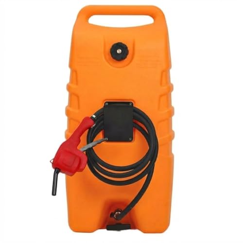 14 Gallon Portable Fuel Caddy – Gasoline Container with Manual & Electric Pump, 10ft Hose, Wheels – Red, for Cars, Lawn Mowers, ATVs, Boats, Farms & Home