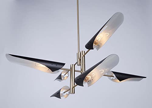 Artcraft Lighting Ac11396 Contemporary Modern Six Light Chandelier From Modern Renaissance Collection In Brass Finish, 53.00 Inches, Harvest Brass/Black, 14.00X53.00X41.00 #TOP2