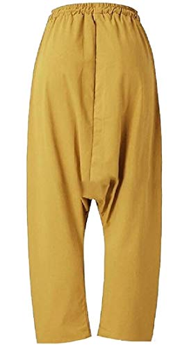 Calça feminina SELX grande elástica confortável harém super calça ioga modal pilates, Amarelo, Small