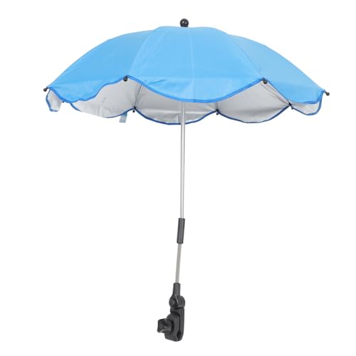 ZUNOXAZ Kinderwagen Sonnenschirm UV schutz Wasserabweisend Windfest mit Klemme Verstellbar Geeignet für Buggy Strandstuhl und Outdoor mit Silberner Beschichtung