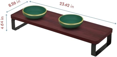 Image of Monitor Stand Riser with Wood Top & Metal Legs | Desktop Monitor Shelf Organizer | Computer Screen Riser for Office & Study | Dark Red