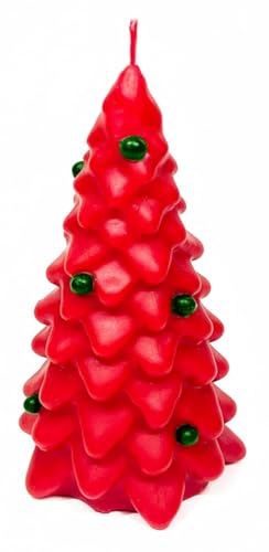 Bougie artisanale - Sapin de Noël avec boules en cire colorées - Cereria di Giorgio-Rosso - Hauteur 20 cm - Fabriqué à la main