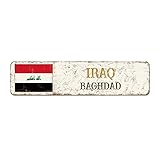 Bagdad individuelles Straßenschild, Nahen Osten, Länder, Flagge, Schilder, Hauptstadt, Landschaft, Souvenir, Naher Osten, Länder, Baghdad, Metallschild, rustikale Heimdekoration, Geschenk für