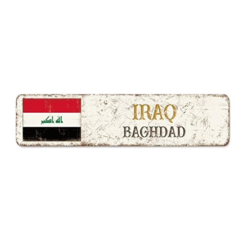 Bagdad individuelles Straßenschild, Nahen Osten, Länder, Flagge, Schilder, Hauptstadt, Landschaft, Souvenir, Naher Osten, Länder, Baghdad, Metallschild, rustikale Heimdekoration, Geschenk für