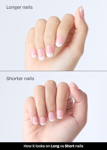 Image of ohora Semi Cured Gel Nail Strips (N Essential French) - White, French, Works with Any UV /LED Lamps, Salon-Quality, Long Lasting, Easy to Apply & Remove - Includes 2 Prep Pads, Nail File & Wooden Stick