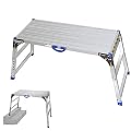LEADALLWAY Adjustable Work Platform (47"x20") Ultra-Wide Portable Folding Aluminum Work Platform 330 Lbs Capacity 50 Gear Adjustable Height 27.5 to 37 inches