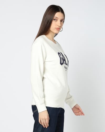 Image of Women's Embroidered Relaxed Crew Regular Sweatshirt, Black, XS
