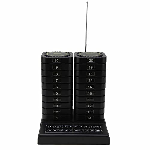 GOWENIC Calling System 1 Host Controls 20 Pager, Multifunctional, Professional Processing Chip for Restaurants (US Plug 110V)