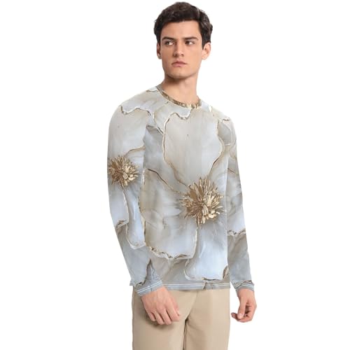 Marble White Beige Men's UPF 50+ Elastic Elasticity UV Sun Protection Shirts Hiking3