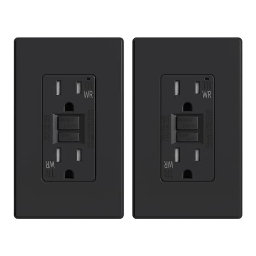 La Mejor Selección de Gf22wgs del mes. 48 ELEGRP GFCI - Toma de corriente GFI para exteriores, 15A, diseño delgado, resistente a la intemperie y manipulaciones, con placa de pared, negro mate