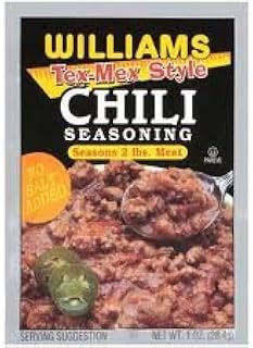 Williams Tex-Mex Style Chili Seasoning Mix 1oz Packets (Pack of 12) No Salt (Seasons 2 Pounds of Meat)