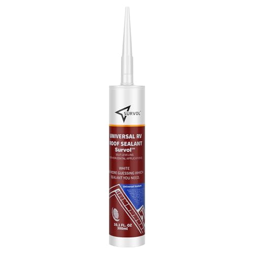 Survol RV Roof Sealant, Self-Leveling Lap Sealant White, 1-Pack, Window, Skylight & Camper Repair, Ideal for Camper Trailer