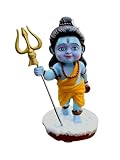 Rainbow Furnishings Cute Baby Shiv Idol with Trishul – Adorable Lord Shiva Murti for Home Temple, Car Dashboard & Pooja Room | Handcrafted Mahadev Idol Trident Gifting 4.5 in (Blue)