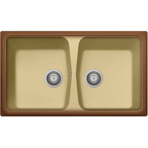 Dimensione 860x500mm Lavello in composito da cucina incasso TELMA by Plados linea PACIFIC due vasche 86x50 - Terra di Francia