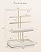 Vlando 3 Tier Jewelry Stand Organizer with Tary, Leather Jewelry Holder Display for Women, Gold Jewlery Holder Display for Necklace, Earring, Bracelet, Rings - Cloud White