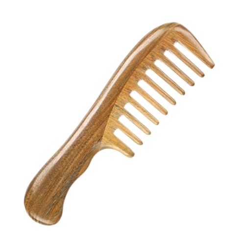 Peigne en bois de santal khaki à dents denses contre les nœuds