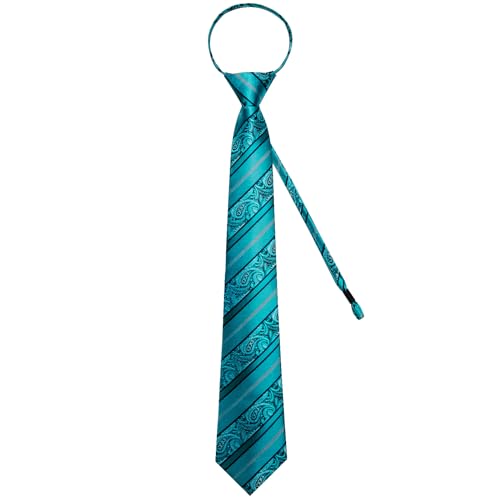 Image of DiBanGu Mens Zipper Ties Silk Adjustable Necktie Pocket Square