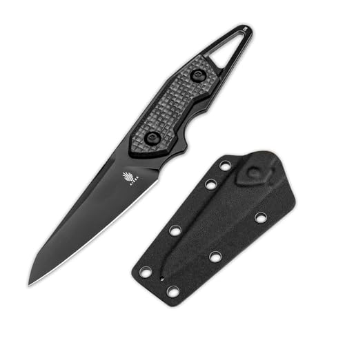 Kizer Groom Fixed Blade Knife with Sheath, 3.08” D2 Blade with Black G10 Carbon Fiber Handle Fixed Blade Camping Knife, Portable EDC Hunting Knives for Men Women 1060A2
