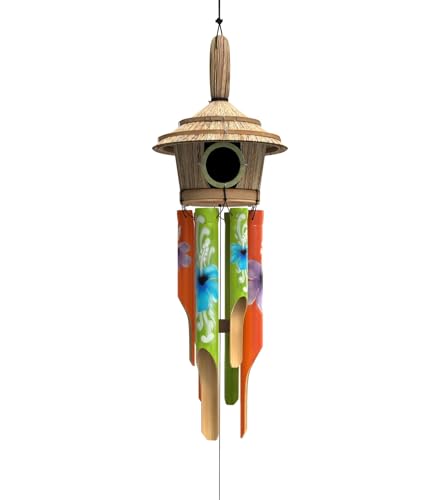 House Bamboo Wooden Wind Chimes with Birdhouse