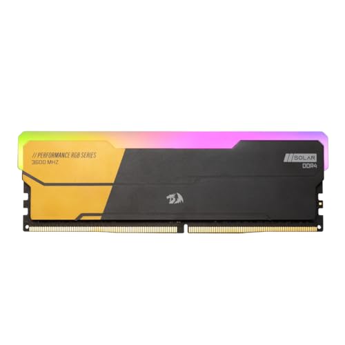 Memória Redragon Solar Desktop Gamer RGB 8GB (1x8GB), DDR4 3600 MHZ, CL16, Preta e Dourada, GM-805