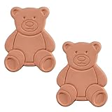 UPEOXT 2 Pack Brown Sugar Saver, Reusable Terracotta Brown Sugar Keeper, Bear Shaped Terra Cotta Softener, Food Safe Clay Disc for Storage Container, Maintains Moisture for Soft Baking Ingredients