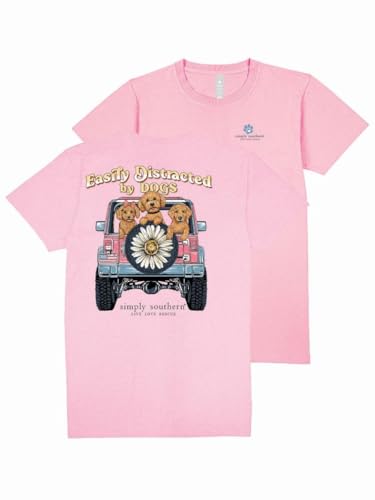 Simply Southern Easily Distracted by Dogs - Dogs - Daisy - Off Road Vehicle - Adult T-Shirt